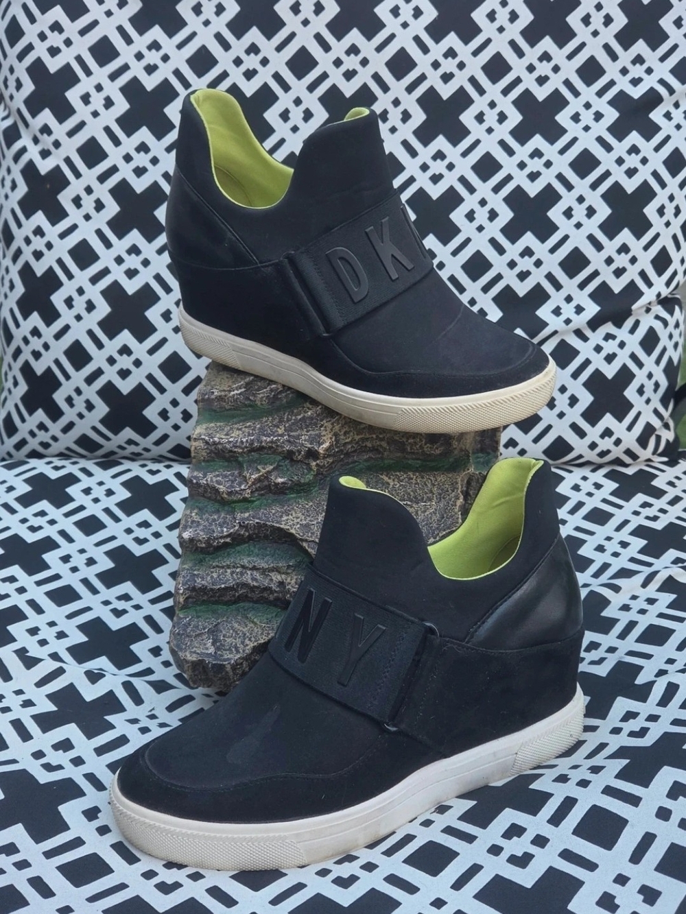 DKNY Black Wedge Sneakers